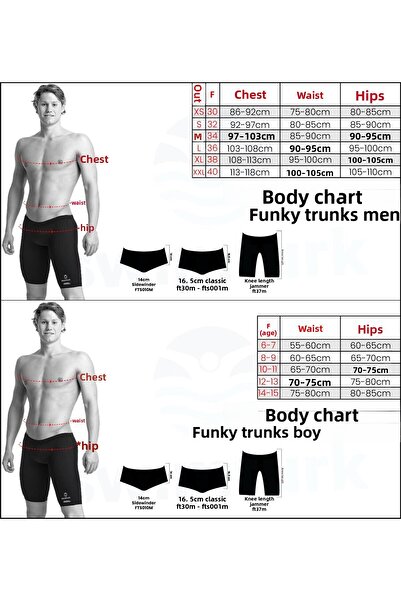 Funky Trunks Men's Training Swimsuit - Scissor Kick, 14cm Trunks