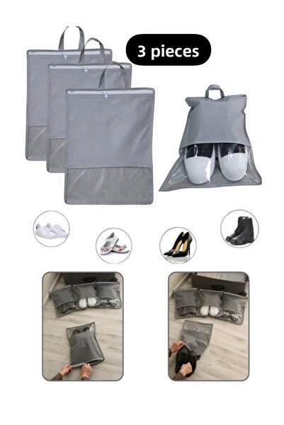 Bayev 3 Pieces Windowed Suitcase Shoe Carrying Bag Travel Organizer Shoe Slipper Pouch