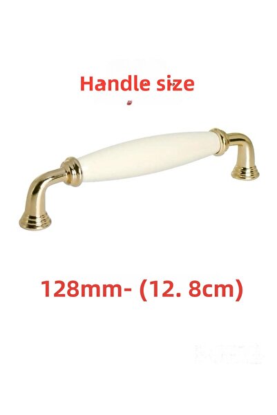 Porcellana Perla Mâner din porțelan Dulap Sertar Mobilier Mâner Bucătărie Rubin128mm- Crem-auriu-stk0614