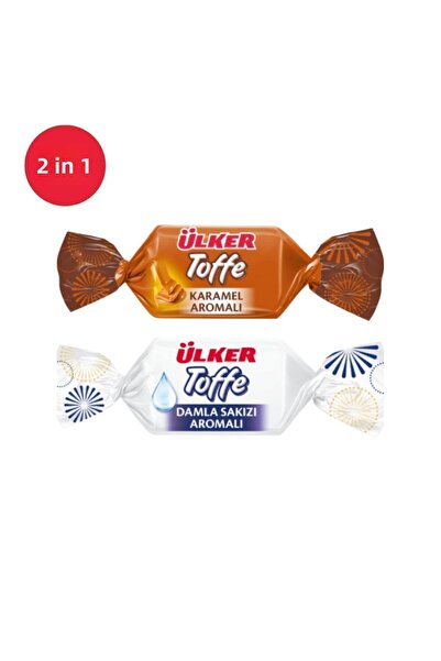 Ülker Toffe Sugar Mixed - Caramel and Drop Gummy, 225 Gr