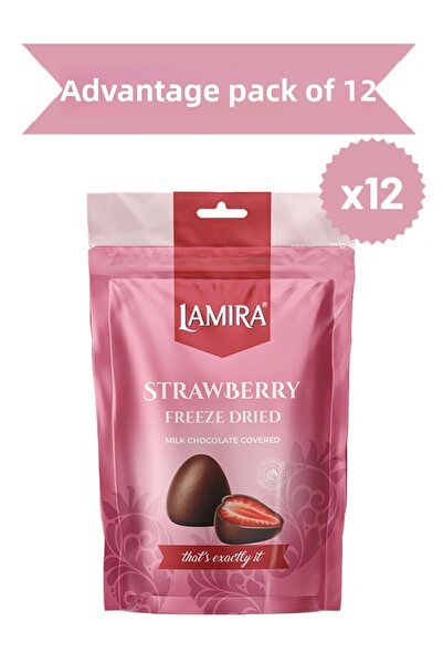 LAMİRA لاميرا دراجي بالفراولة مع طلاء شوكولاتة الحليب 80 جرام 12 قطعة