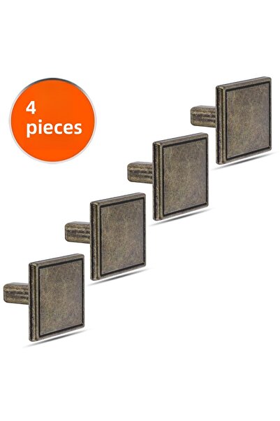 Badem10 4 bucăți de butoane pătrate din metal antic - mobilier, sertar de bucătărie, dulap și mâner