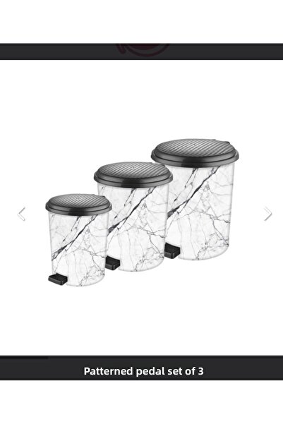 LeesHome 3-Piece White Merner Look Inner Bucket Pedal Trash Can: 20 Liters 11 Liters 6 Liters