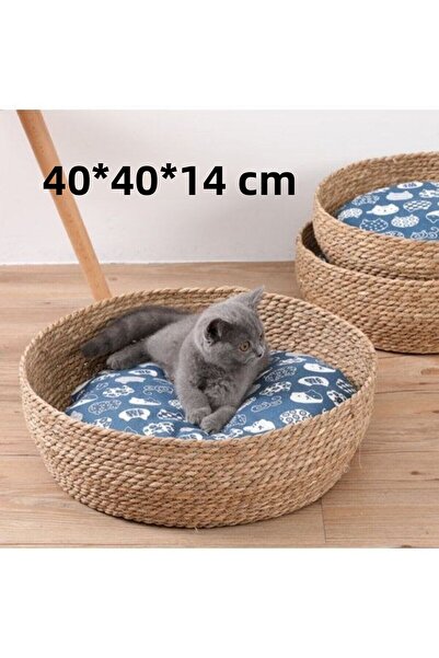 karelim home سلة ومنزل للكلاب من الخوص للقطط - 40x14