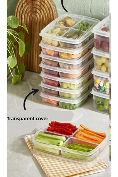 safestore 12 Pieces of Frozen Mini Food Storage Container - 4 Compartments Meat and Vegetable Organizer