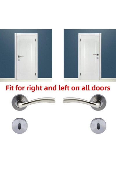 Badem10 Dolunay (1 SET) Mâner de ușă de cameră cu rozetă circulară Nichel Inox Inox Potrivit pentru dreapta și stânga