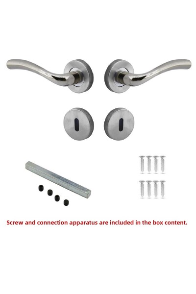 Badem10 Dolunay (1 SET) Mâner de ușă de cameră cu rozetă circulară Nichel Inox Inox Potrivit pentru dreapta și stânga
