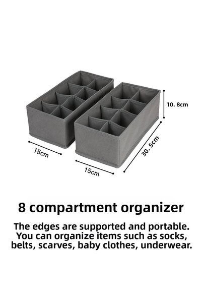 REKHOME 2-Piece Gray 8-Compartment Children's Room Closet Drawer Underwear Sock Organizer Honeycomb Accordion Organizer