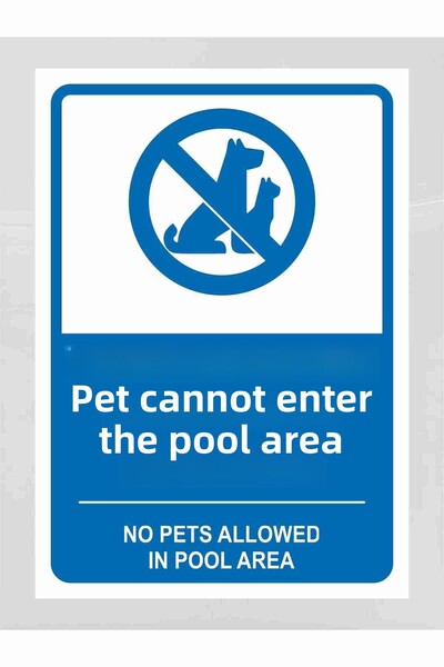 zafrakreklam Pet Prohibited to Enter the Pool Area Sign Board 24X34 cm Pvc Za...