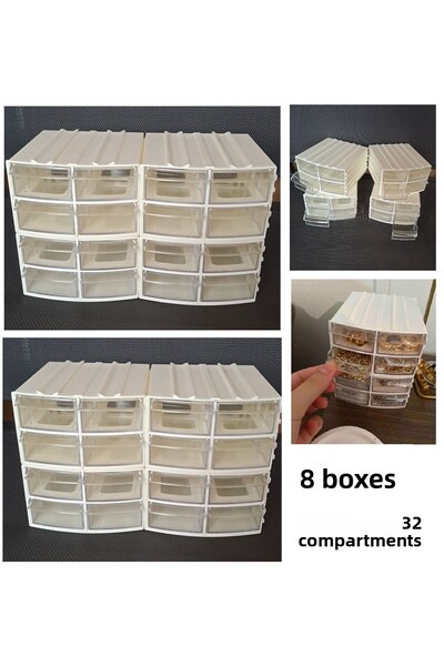 Depolife Transparent Drawer Organizer Box 8 Boxes 32 Compartments Dremel Engraving Bead Jewelry Storage Box