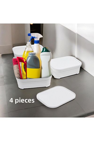 Nesto Home Set of 4 Multi-Purpose Colored Box with Lid Office Organizer 4X2.8 Liters