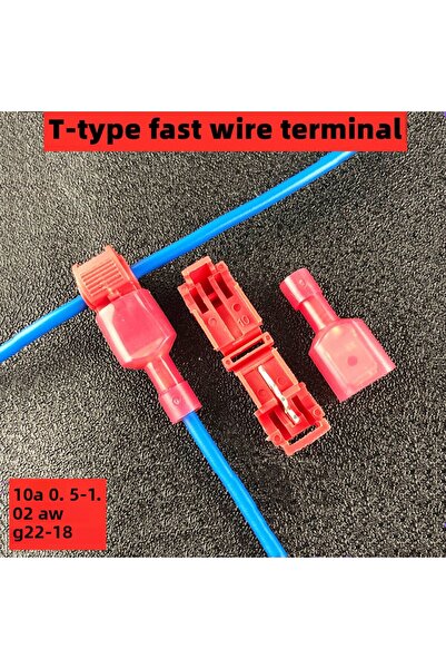Choice 50 قطعة (25 زوجًا) T1 أحمر 50 قطعة، طرف تجعيد على شكل حرف T، موصل كهرب...