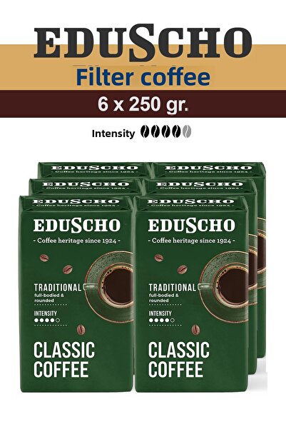 Eduscho قهوة كلاسيكية تقليدية 6 × 250 جرام قهوة مفلترة مطحونة