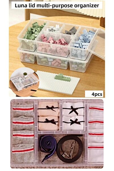 Bayev 4 Pieces Luna Drawer Organizer with Lid Lego Storage Box Office Tabletop Organizer