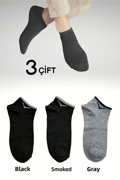 Akface Organic Cotton Patterned Adult Men's Booties Socks 39-44