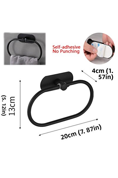 Choice حامل مناشف أسود من الفولاذ المقاوم للصدأ، حامل مناشف حمام لاصق ذاتيًا، حامل مناشف أسود لغسل اليدين