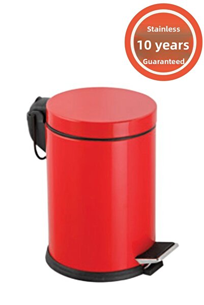 ÇELİK BANYO Stainless Steel 3 Liter Pedal Bathroom Trash Can Red