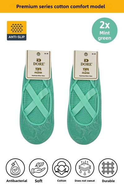 Dore 2 perechi de șosete anti-alunecare pentru femei originale, cu tălpi anti-alunecare, Pilates, yoga, dans, balet, șosete anti-alunecare - mărime standard