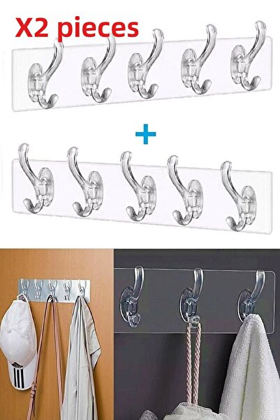 ESBERA HOME 2 bucăți cu silicon 5 în 29 * 7 transparent, puternic, autoadeziv, ușă, umeraș de perete, rezistent la sarcină