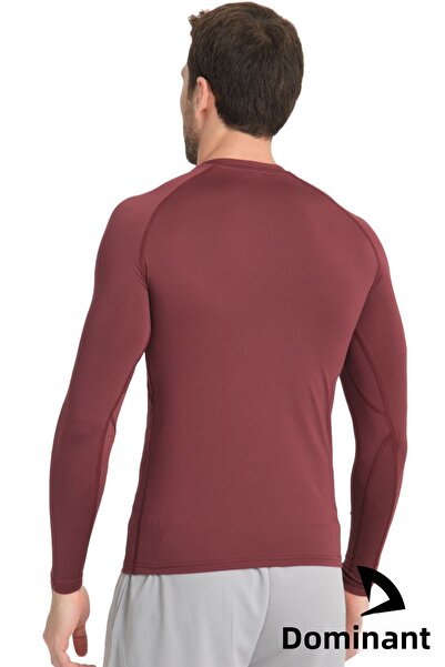 DOMİN SPOR Men's Long Sleeve Burgundy Fit Compression Sports Body Tshirt