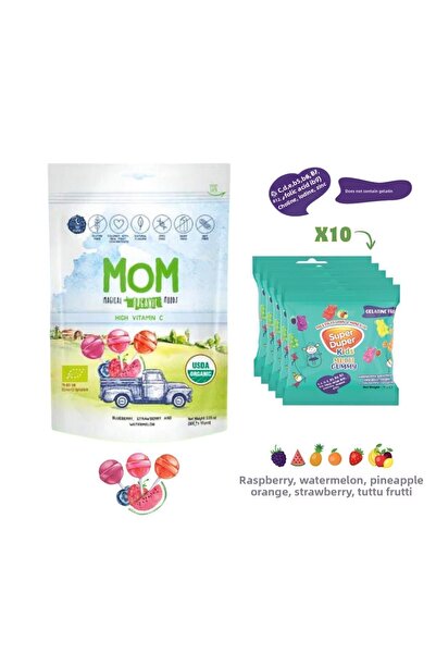 Durukan Şekerleme مصاصة الفواكه العضوية مع فيتامين C والفيتامينات المتعددة 58...