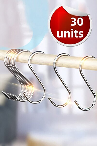 Bundeba Metal S Hook 30 Pieces Cup Mug Hanger Stainless Steel Hook Kitchen Bathroom Utensil Organizer