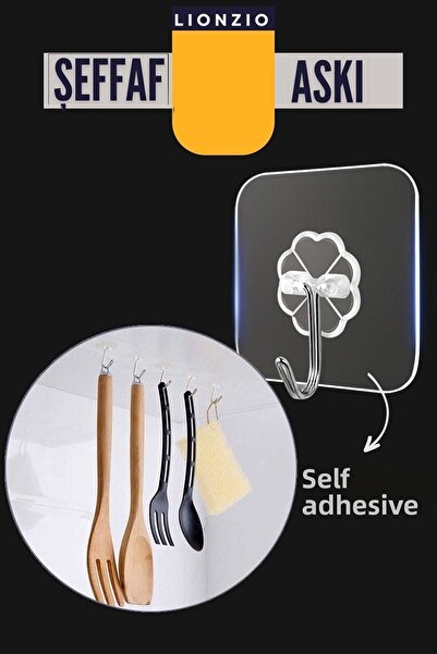 Transformacion خطاف لاصق شفاف، خطاف حائط للمطبخ والحمام، مجموعة خطافات عملية بدون مسامير 715702