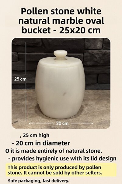 Polen Stone White Natural Marble Oval Bucket – 25X20 cm