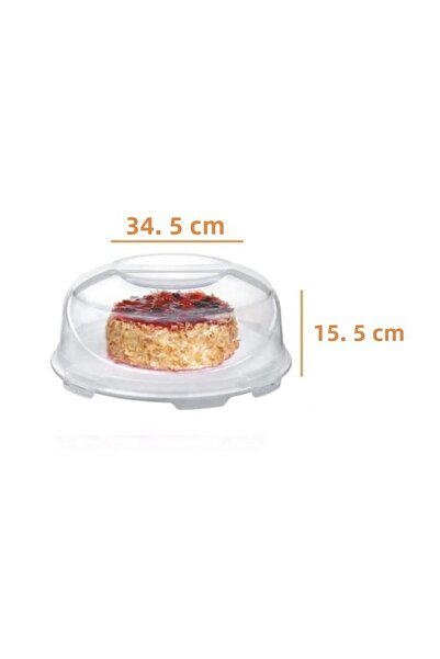 PANJI 7 لتر. وعاء كيك وكيك بلاستيك كريمي تريجسان - مع غطاء قابل للقفل