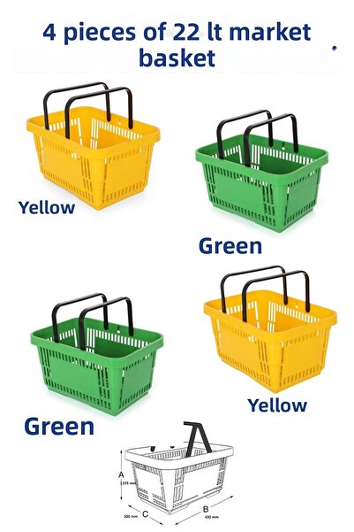 Manken İstanbul 22 Litri - 2 Culori 4 Piese Cos de Băcănie, Coș de Cumpărătur...