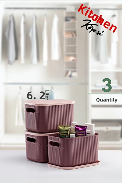 Mutfak Köşesi Terra 3 τεμάχια 6,2 Lt Organizer Box με καπάκι, Διακοσμητικό κουτί αποθήκευσης