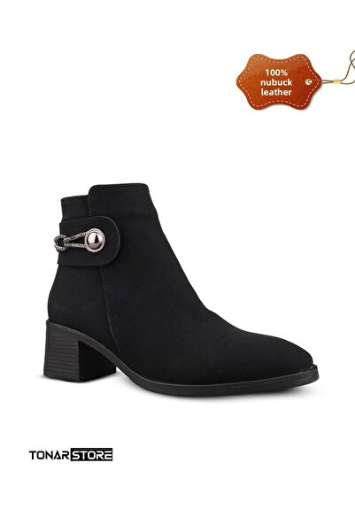 M.P. Aurora Winter Дамски ботуши без връзки, черни, за всеки ден, от черна нубукова кожа 2228