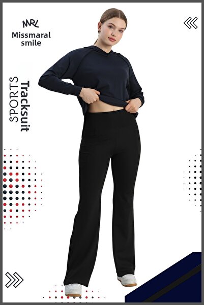 missmaral Γυναικεία αθλητική φόρμα από ύφασμα κατάδυσης με κουκούλα καμπάνα Άνετο Navy Blue 3053