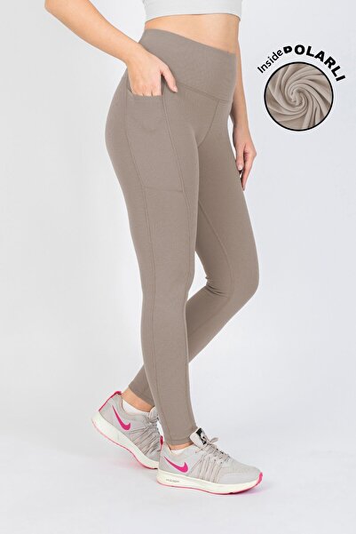 The Step Sports Γυναικείο Θερμικό κολάν με ραβδώσεις βιζόν με χειμερινό φλις ...