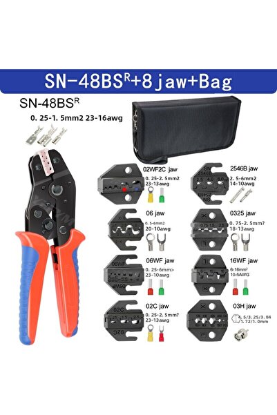 Choice كماشة الضغط SN-48BS ذات 8 فكين من سلسلة SN مقاس 0.25-1.5 مم2/23-16AWG ...