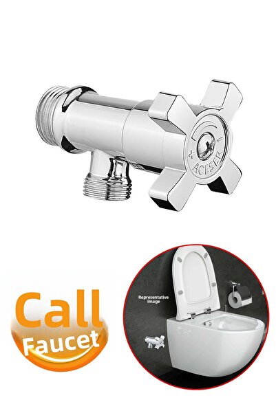 Badem10 Intermediate Faucet Toilet - Alafranga Flex Hose, Flip Connection, Metal Reservoir Wc