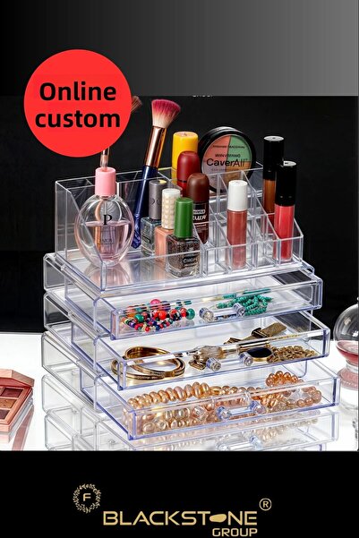 F BLACKSTONE منظم مكياج ومجوهرات مع 3 أدراج كبيرة الحجم