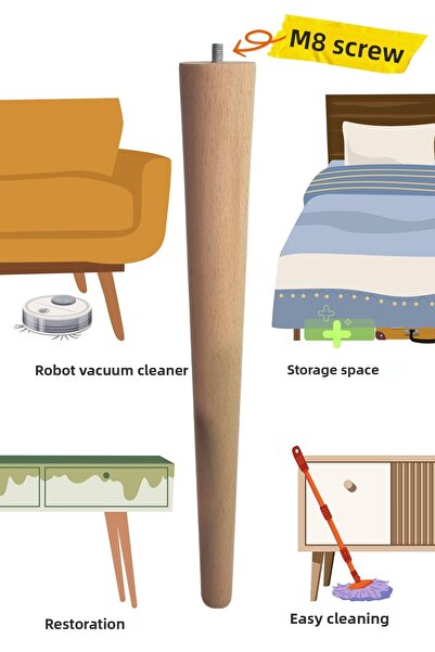 Altın İş Ahşap Entegre Picior conic din lemn de 40 cm, picior din lemn, picior pentru mobilă, unitate TV, picior Zigon, picior pentru masă de cafea unic