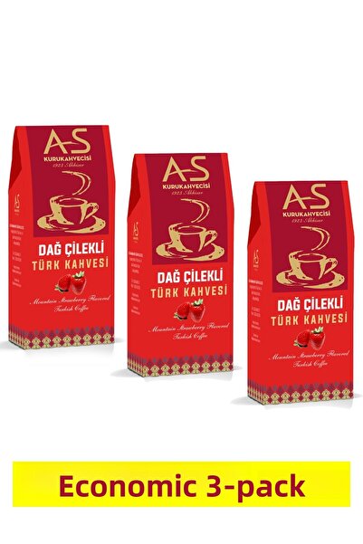 AS Kurukahvecisi قهوة تركية بالفراولة الجبلية 100 جرام× 3 قطع