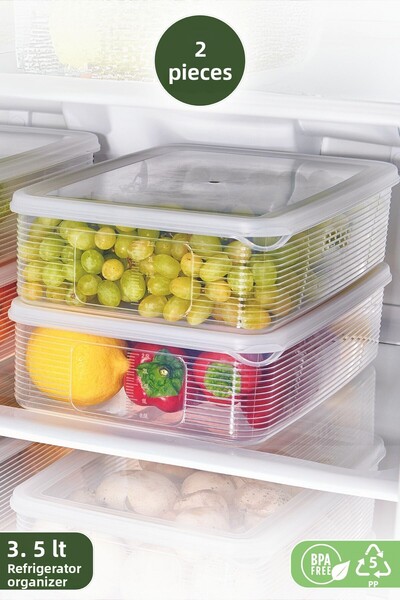 grimorlife 2 قطعة حاوية تخزين منظمة للثلاجة سعة 3.5 لتر - حاوية تخزين للفريزر