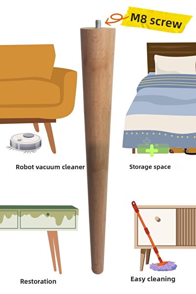 Altın İş Ahşap Entegre Picior conic din lemn 5x5x35 cm, picior pentru mobilă, unitate TV, ridicare dulap, picior pentru masă de cafea unic