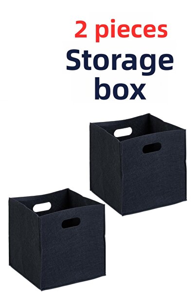 HASBY 2Pcs Felt Storage Box Set Foldable Organizer Closet Interior Organizer Box 30X30X30Cm