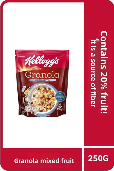 Kellogg's 250 جرام جرانولا فواكه مشكلة - 45% شوفان، 20% فواكه مجففة، مصدر ألياف