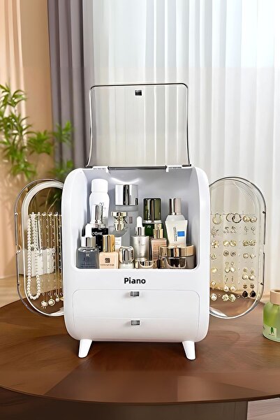 Miyano منظم مكياج ومجوهرات أبيض S30 متعدد الوظائف