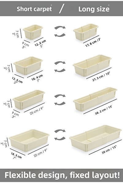 Meleni Home 6 Pieces Expandable Makeup Organizer - Adjustable Modular Drawer Inside Jewelry Accessories Organizer
