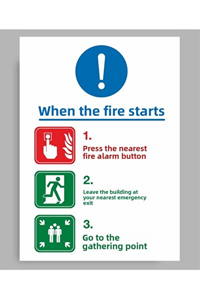 zafrakreklam لافتة تحذيرية عند اندلاع الحريق مقاس 50 × 70 سم من مادة PVC