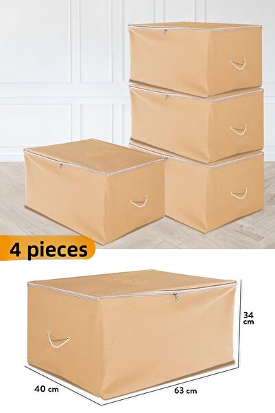Serstil 4 Pieces - Medium Size Tan Storage Bag 63 X 40 X 34 Cm