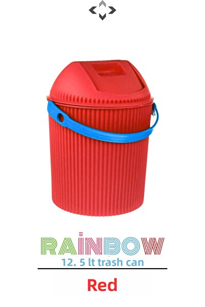 LİGROUND Rainbow 12.5 Lt Colorful Handle Lid Trash Can Kitchen Bathroom Children's Room Trash Can Cleaning Bucket
