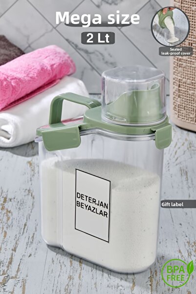 Tugomer Liquid Powder Detergent Storage Container with Lid - Bathroom Organiz...