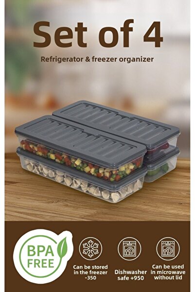 Nesto Home مجموعة سعة 1170 مل مكونة من 4 حاويات تخزين للثلاجة والميكروويف